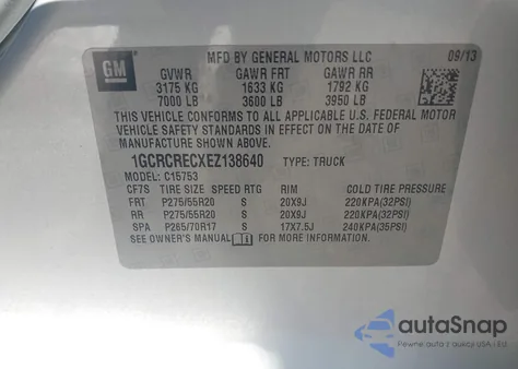 2014 Chevrolet Silverado 1500 1Lt z USA, uszkodzony, nr VIN 1GCRCRECXEZ138640